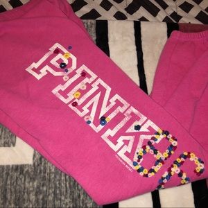 VS PINK Floral Embroidered Sweatpants